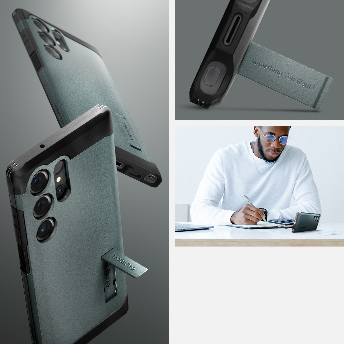 Etui od marki Spigen z serii Tough Armor do Galaxy S24 Ultra, zielone